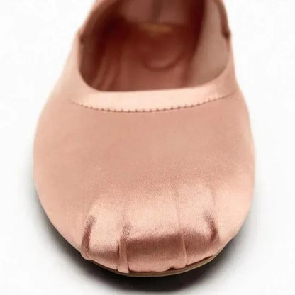 2026 Spring/Autumn Flats Mary Jane Shoes Round Toe Women's Shoes Rose Red Color Black Silk Satin Ballet Flats Women Shoes