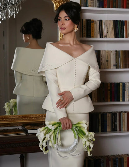 Customized Exquisite Jersey Pleat Sequined Sheath Off-the-shoulder Midi Bespoke Occasion Evening Dresses Pastrol