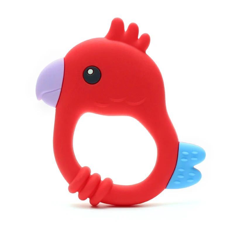 2026 New Design Colorful Parrot Teether - Food-Grade Silicone Baby Teething Toy (BPA-Free) Baby Teether