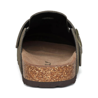 Shevalues Women's Suede Clogs Classic Cork Slippers Leather Mules Men Cork Footbed Sandals Comfort Beach Shoes with Arch Support