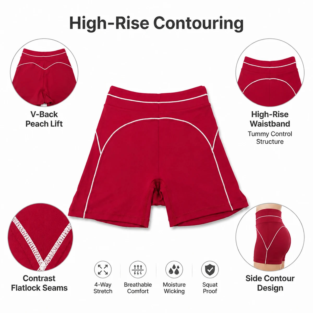High Waist Stripe Fitness Yoga Shorts for Woman's Quick-Dry Breathable Hip-lifting Summer Gym Running Color Blocking Yoga Shorts