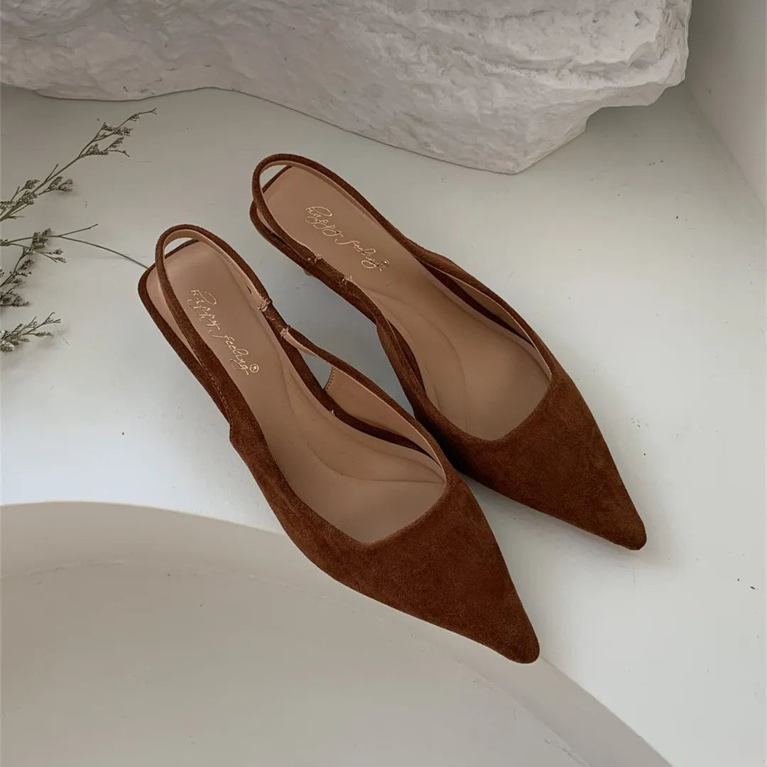 Women's Pointed-Toe Low-Heel Slingbacks in Style Options