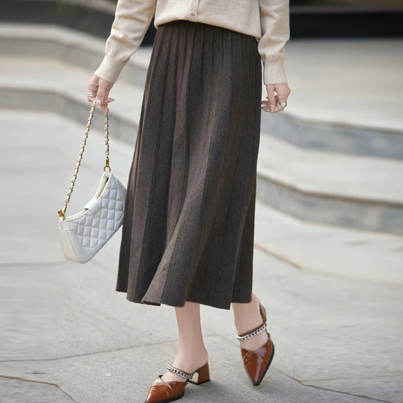 Autumn And Winter New 100% Pure Wool Hip Skirt Fashion Sexy Slim Skirt High Waist Cashmere Knit Skirt