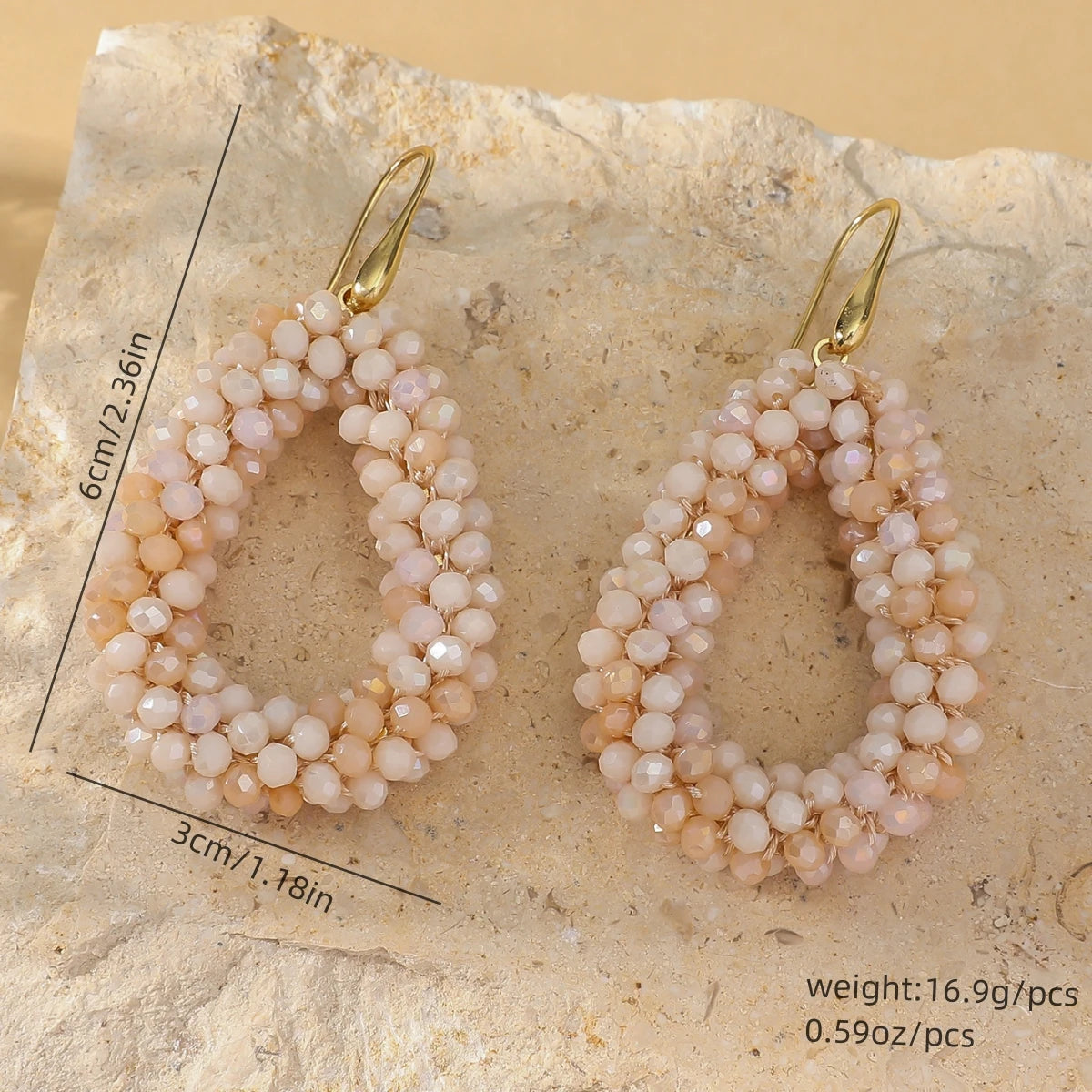 Boho Style Multicolor Water Drop Earrings for Women Elegant Handmade Crystal Beads Hanging Earrings Summer Beach Party Jewelry