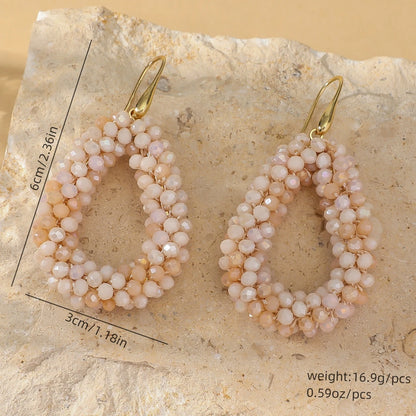 Boho Style Multicolor Water Drop Earrings for Women Elegant Handmade Crystal Beads Hanging Earrings Summer Beach Party Jewelry