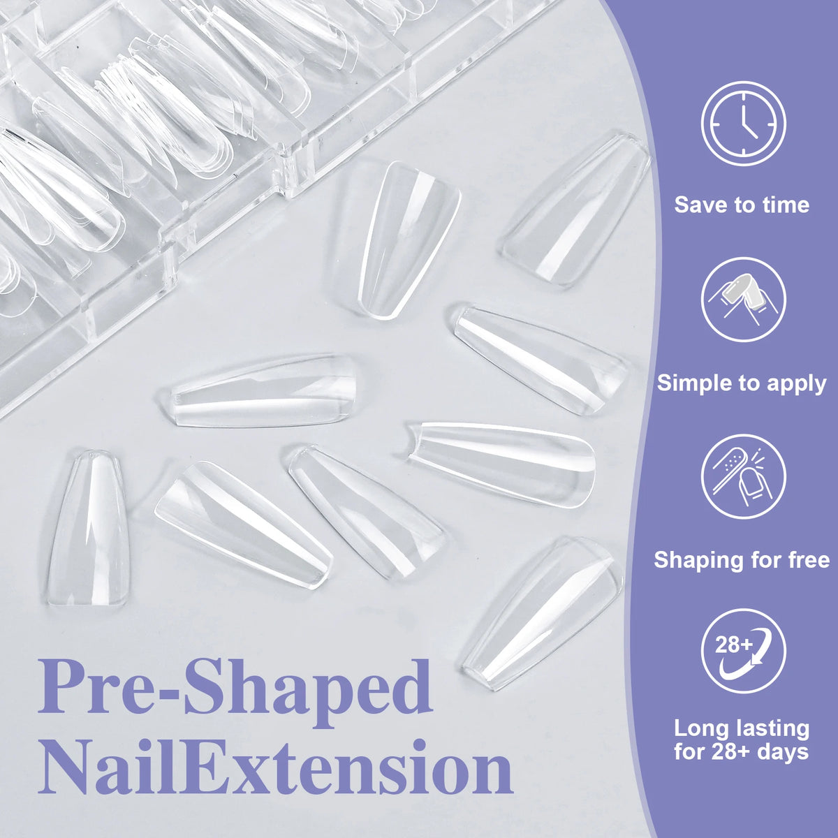 160/320pcs False Nails Full Cover Press-On Nails Coffin Stiletto Soft Gel False Nails Pieces for DIY Nail Extension salon tools