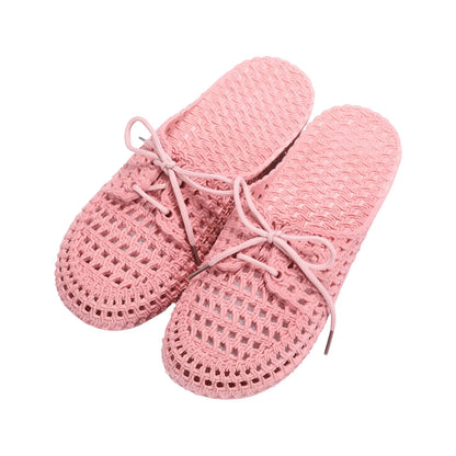 Lace Up Slippers Women Flat Sandals Summer Vacation Beach Shoes Daily Home Non Slip Soft Slippers Ladies Sandalias Mujer