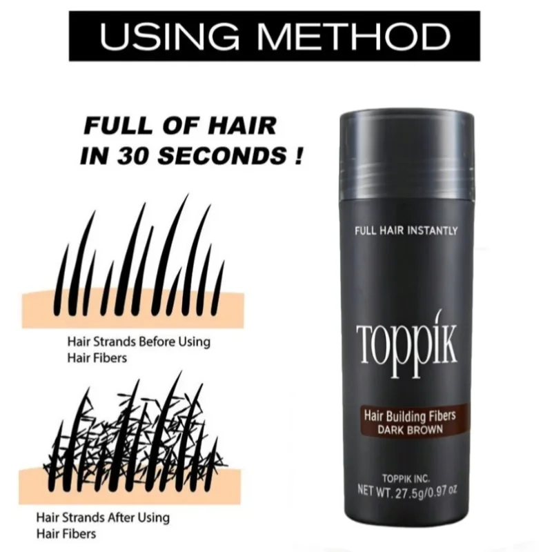 Toppik Hair Fibers, Hair Building Fibers, Fill In Fine or Thinning Hair Instantly Thicker, Fuller Looking, Man and Woman