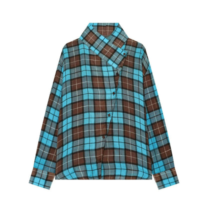 KONDALA Women Elegant Chic Plaid Skirt Set Vintage Casual Button Shirt,Belt Irregular Hem Skirt 2026 Fall Trendy High Street Set