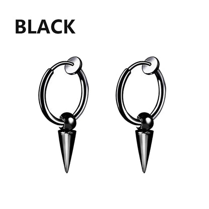 2PC Punk stainless steel Small Hoop Earrings for Men and Women Gothic Cross Ear Ring Pop Hip Hop Piercing Ear studs Jewelry