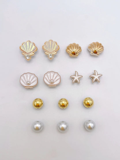 14 Pieces of Golden Shell Shoes Decorative DIY Casual Accessories - Fun and Multi-functional Personalized Shoe Design Method