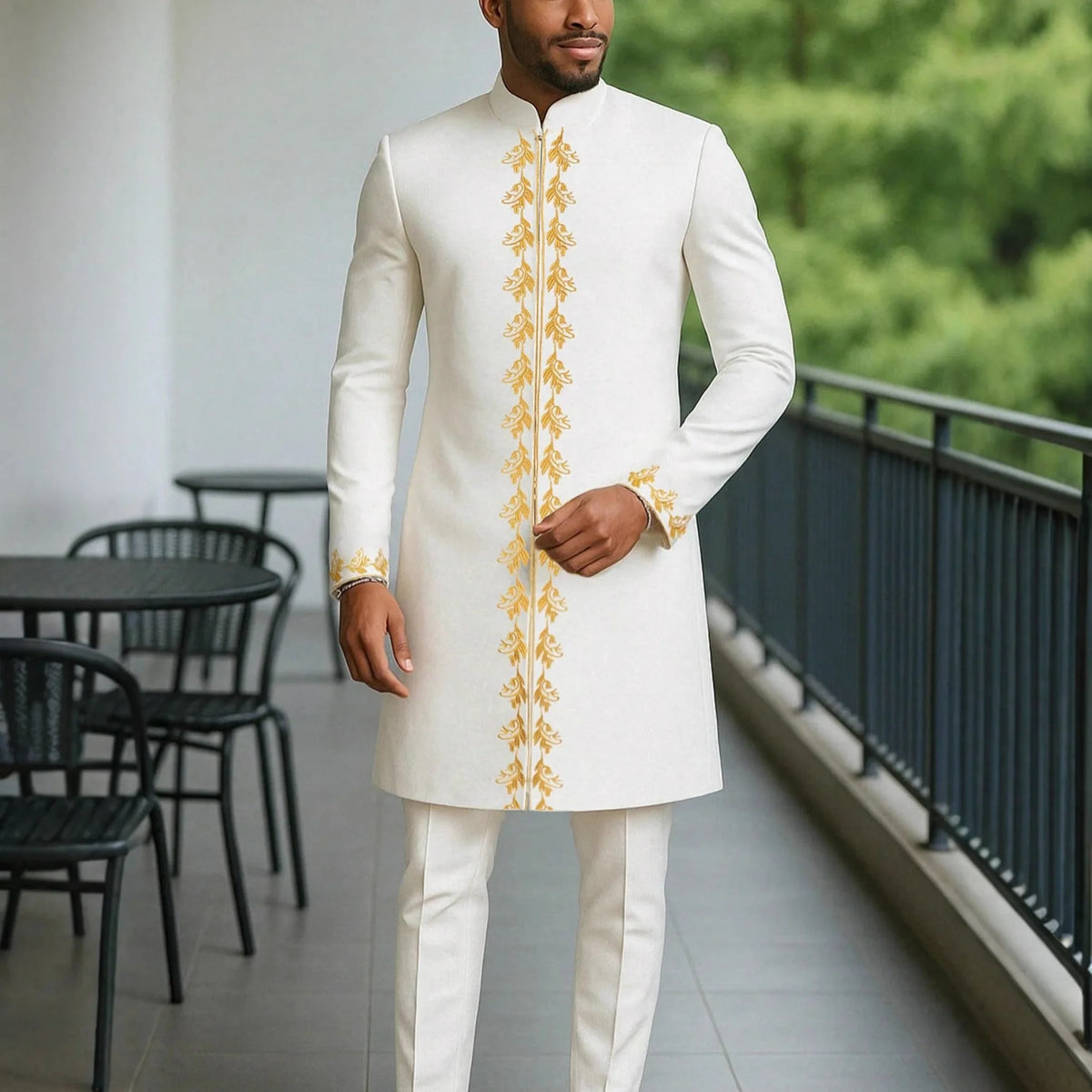 2025 African Men Dashiki Long Sleeve 2 Piece Set Traditional Outfit Africa Clothing White Men's Suit Male Shirt Pants Suits