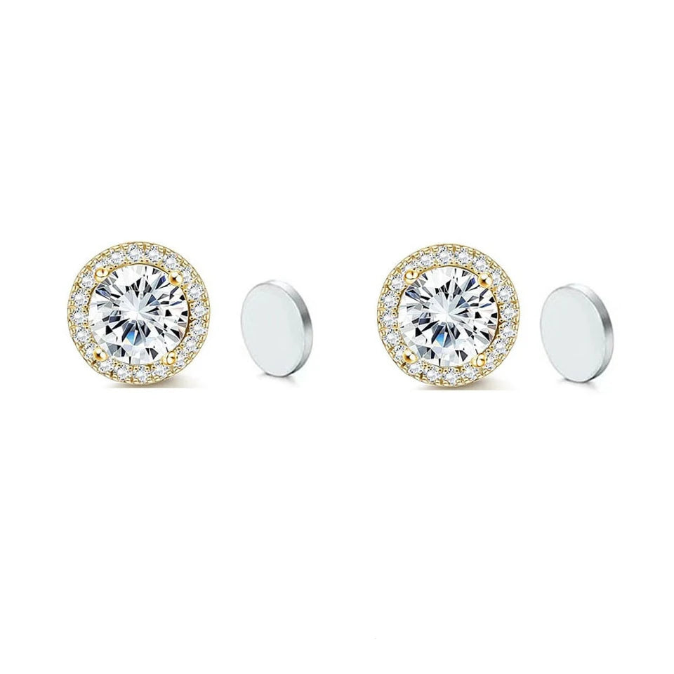 ZAKOL New 1 Pair Buling Cubic Zirconia Stainless Steel Magnetic Ear Clip Simple Fashion No Piercing Stud Earrings for Women Men