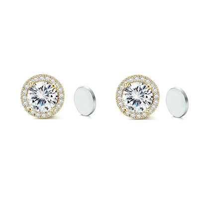 ZAKOL New 1 Pair Buling Cubic Zirconia Stainless Steel Magnetic Ear Clip Simple Fashion No Piercing Stud Earrings for Women Men