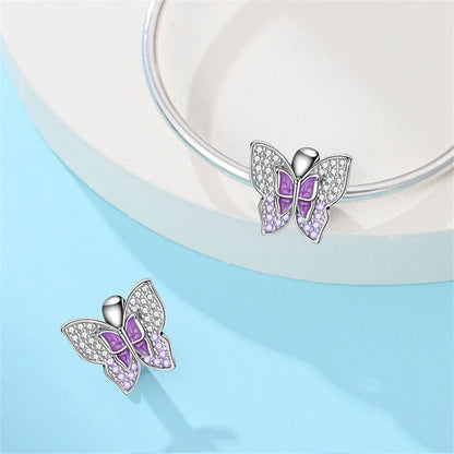 Spring Day 925 Sterling Silver Sunflower Azalea Peony Butterfly Flower Charms Beads Fit 3mm Bracelets DIY Fine Jewelry Making