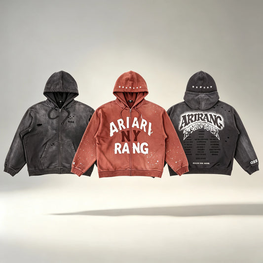 ARIRANG WORLD TOUR Tour Merch Zip Up Hoodie Vintage Washed Oversized Streetwear Unisex Hooded Jacket