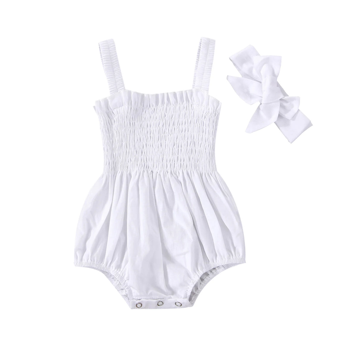 Citgeett Summer Infant Baby Girls Jumpsuit Outfit Solid Color Casual Sleeveless Suspender Jumpsuit Headband Clothes