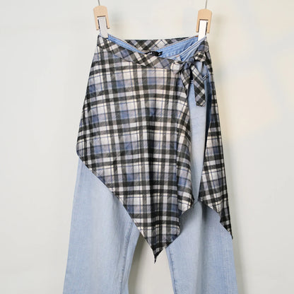Streetwear Layering Pannier Skirt with Side Tie, Paisley Polka Dot Leopard Print Hem, Multifunctional Apron Skirt for Dresses