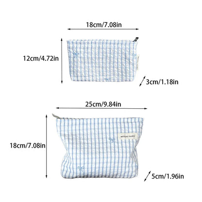 New Blue Color Mommy Bag Bowknot Embroidery Makeup Bag Zipper Baby Diaper Bag Nappy Pouch Travel Toiletry Storage Bags
