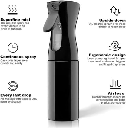 200ml High Pressure Hairdressing Spray Bottle Barber Salon Refillable Continuous Mist Atomizer for Water and Styling