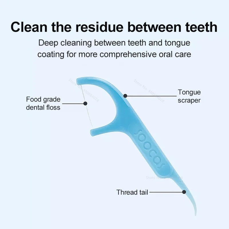 SOOCAS Professional Dental Flosser Ergonomic Design Safe Food Grade Teeth Stick Tooth Picks 50Pcs/Box Tooth Pick