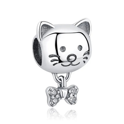 Original 925 Sterling Silver Charms Love Pets Dog Cat Paw Print Pendant Beads Fit Brand Bracelets Necklaces Women DIY Jewelry