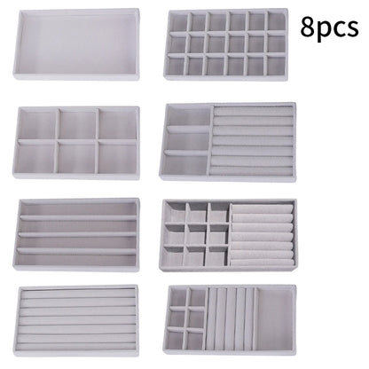 1 Set, (Including 8PCS) Flocking Jewelry Box Jewelry Tray