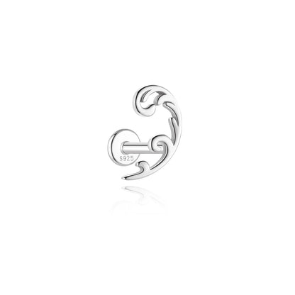 AIDE 925 Sterling Silver Shiny Hollow Lotus Flower Crown Flat Back Internal Thread Piercing Earring For Women INS Dainty Luxury