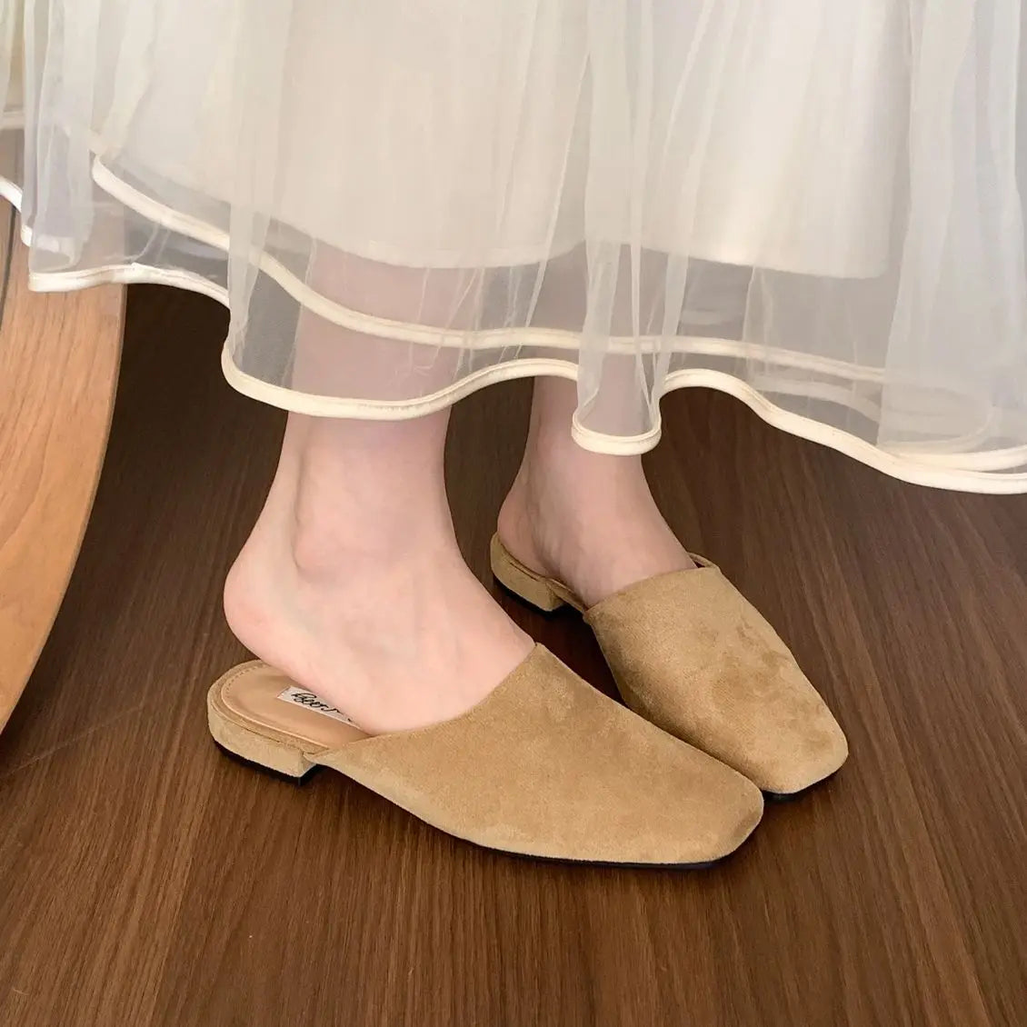 Bailamos Brand Women Slippers Square-toed Muller Shoes Lady Luxury Low Heel Outdoor Slippers Summer Fashion All-Match Slides