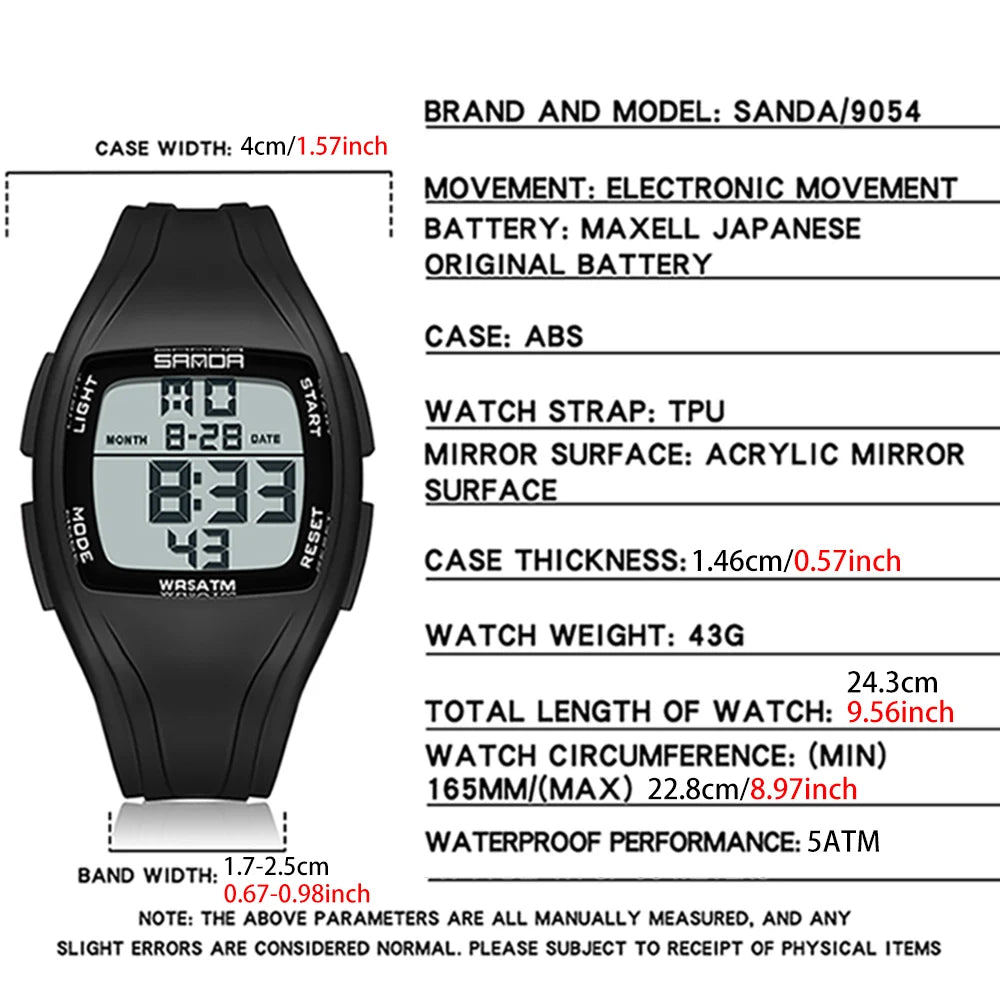 SANDA Sport Watch for Woman Waterproof Luminous Date Ladies Electronic Watches Digital Display Women's Wrisywatches Female Reloj