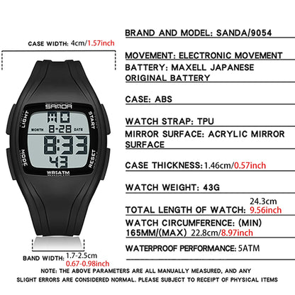 SANDA Sport Watch for Woman Waterproof Luminous Date Ladies Electronic Watches Digital Display Women's Wrisywatches Female Reloj