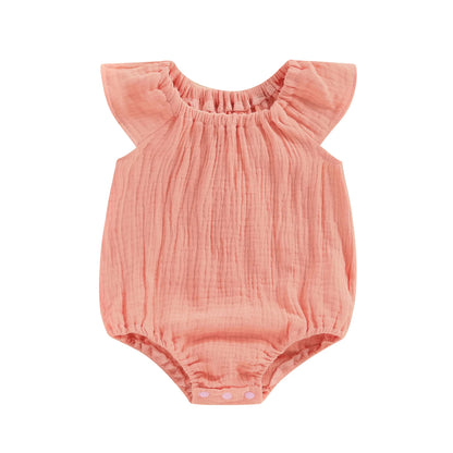 Citgeett Summer Infant Baby Girls Bodysuit Sleeveless Off Shoulder Solid Casual Daily Jumpsuit Clothes