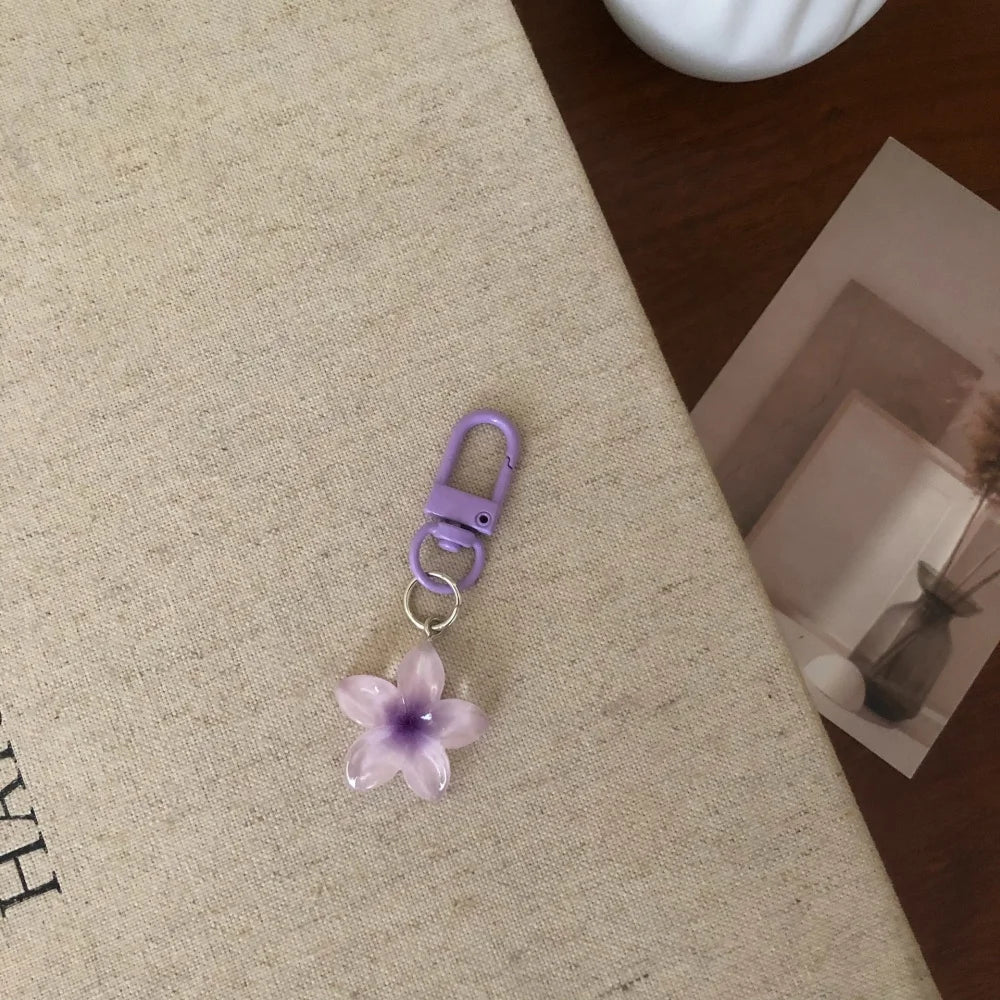 Sweet Colorful Jelly Flower Key Chain Color DIY Flower Cute Keychains Pendant Resin Bag Pendant Keyring Jewelry