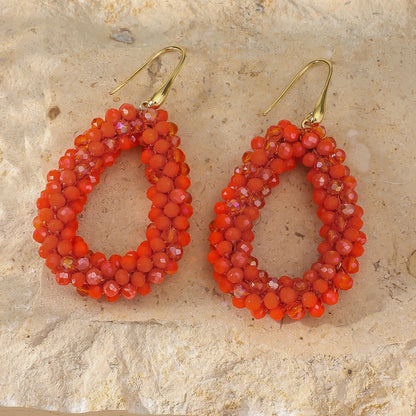 Boho Style Multicolor Water Drop Earrings for Women Elegant Handmade Crystal Beads Hanging Earrings Summer Beach Party Jewelry