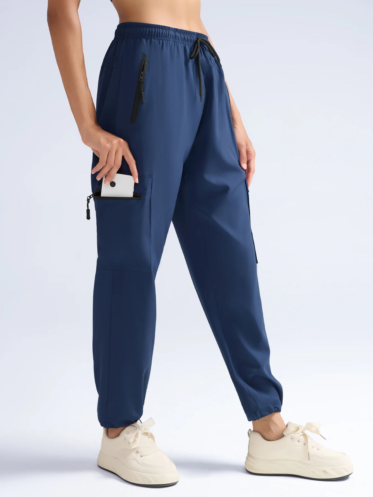 Hiking Pants For Women Cargo Quick Dry Water Resistant Elastic Waist Zip Pockets, Travel Work Lightweight Running