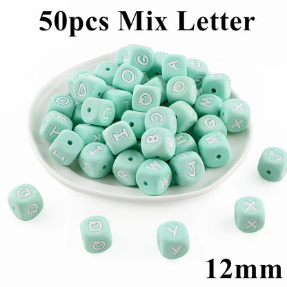 Kovict 10~50Pcs/Lot Silicone Letters Bead 12mm English Alphabet Beads For Jewelry Making DIY Personalized Name Chain Accessories