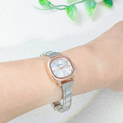 Stainless Steel Strap Width 9mm Women Men Square Shape Quartz Watch Fashion Creativity Hand Chain Wristwatch Birthday Party Gift
