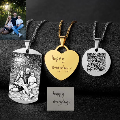 Custom Photo Necklace for Women Heart Stainless Steel Pendant Personalized Engraved Picture Photos Name Lovers Christmas Gifts