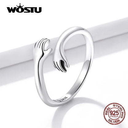 WOSTU 925 Sterling Silver Pet Cat Stackable opening Ring For Women Snake Dog Adjustable rings Fine Jewelry Party Birthday Gift