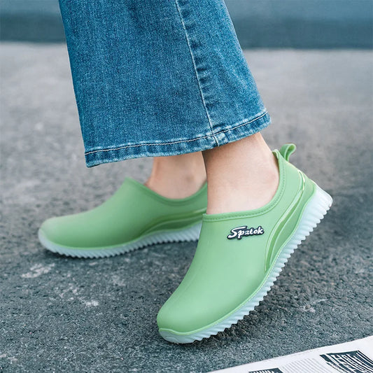 women's plush rain shoes warm waterproof galoshes woman low top rainshoes female chef work shoes ladies green water shoes 2026