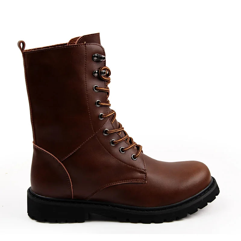 Large Size Motorcycle Boots Men Winter Shoes Warm Waterproof Men Leather Boots Footwear Cowboy Tactical Boots Men Casual Shoes