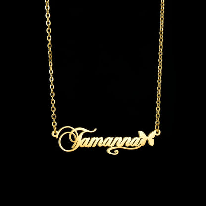 Atoztide Multiple Custom Name Frosted Necklaces Full Stone Butterfly Chain Stainless Steel for Women Pendant Jewelry Gifts