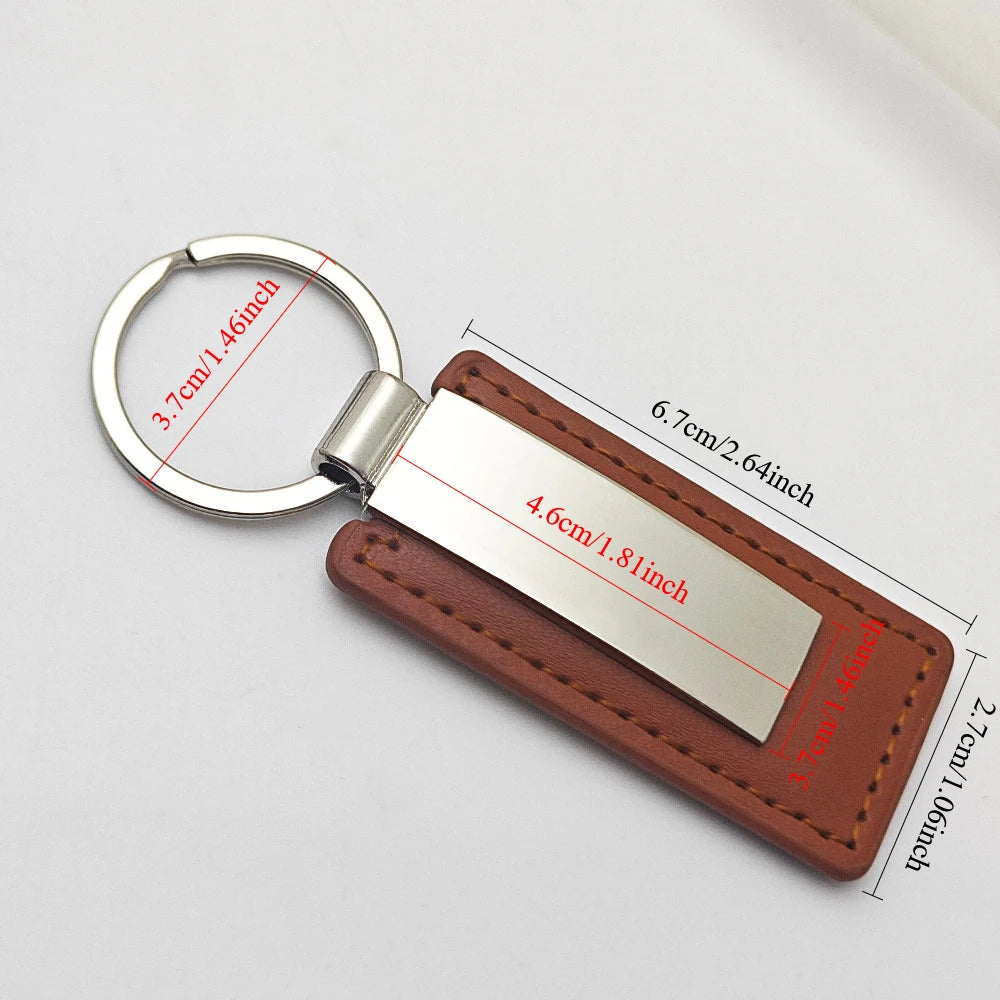 Hot Custom Logo Metal Stainless Steel for Car Moto Keychain Men and Women Keyring Leather Engraved Engraving Key Chain Gift