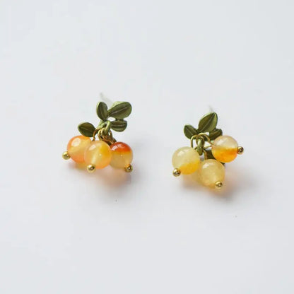 Cute Berries Earring Creative Berry And Leaves Design Beaded Earrings For Gifts Wholesale Cute Fruit Earrings Custom Packaging