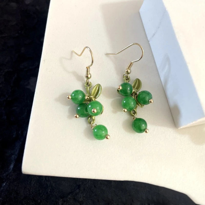 Cute Berries Earring Creative Berry And Leaves Design Beaded Earrings For Gifts Wholesale Cute Fruit Earrings Custom Packaging