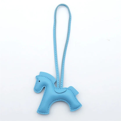 2025 New Fashion Bag Accessories Horse Keychain With Strings Rope All-around PU Leather Tiny Horse Embellishment For Female Gift