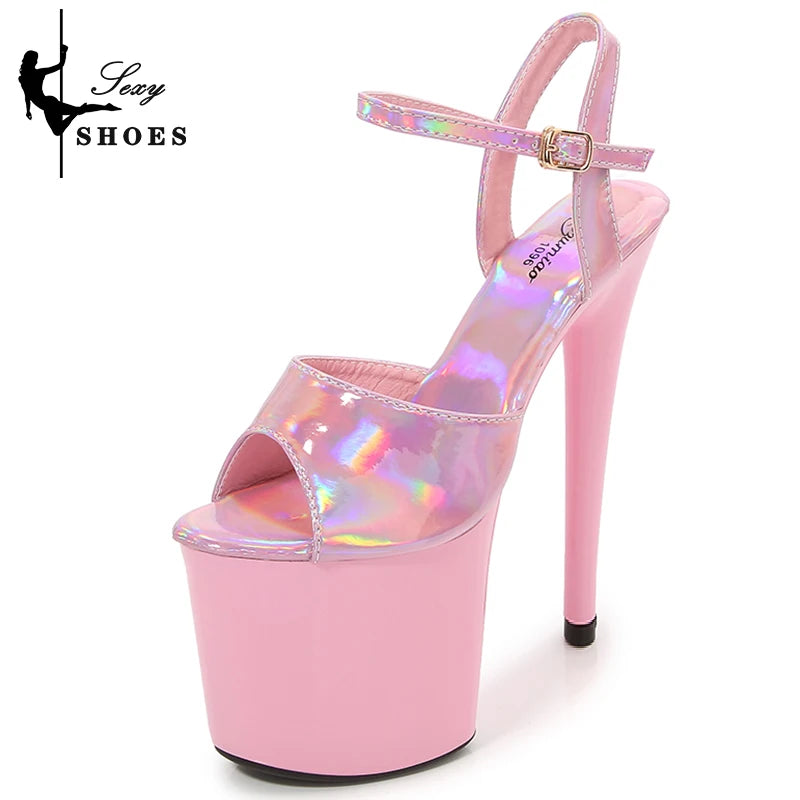 New 20CM/8Inch High Heels Dance Shoes Sandals Women Summer New 2023 Buckle Strap Platform Club Stiletto Gladiator Stripper Heels