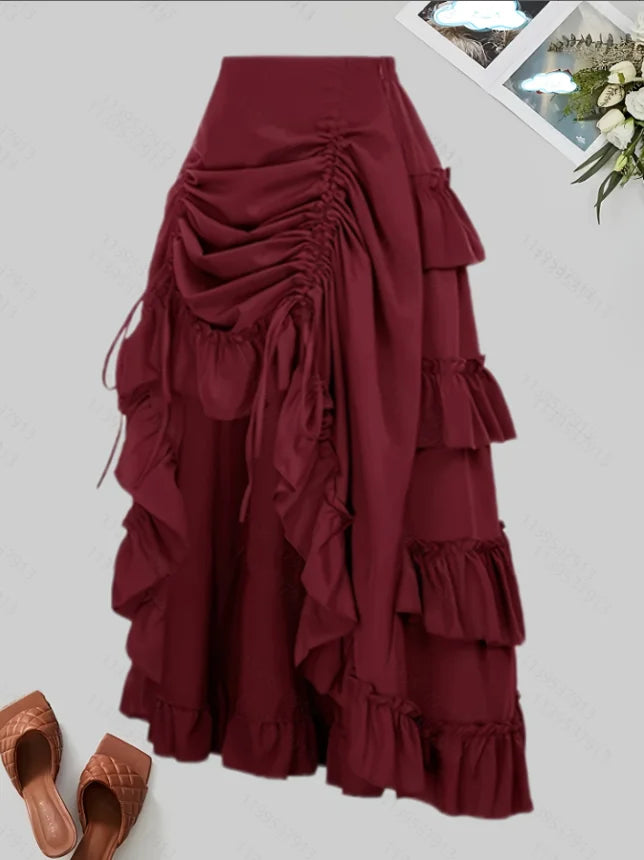 Solid Color Ruffled Skirt