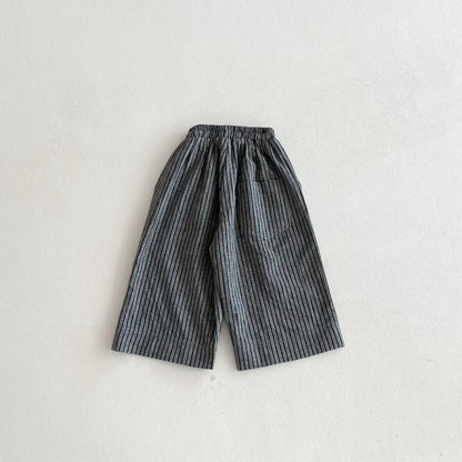 Boys Girls Linen Cotton Stripe Trousers For Children's Clothes Fall Spring Boy Loose Casual Harem Pants Kids Long Pants for 1-7T