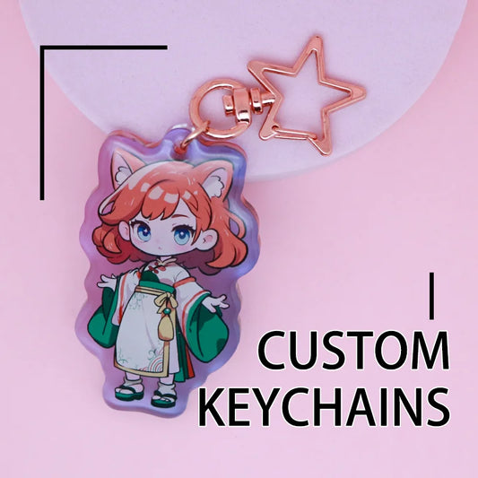 Custom Keychains Cartoon Epoxy Translucent Key Chain Customized Anime Charms Hologram Acrylic Personalized Designer Keychains